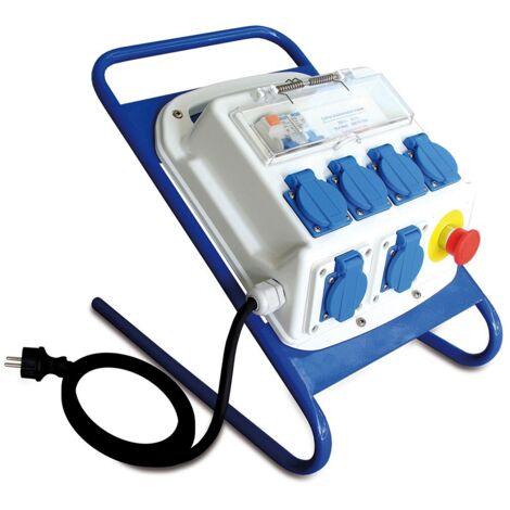 Michaud – Coffret d'alimentation mobile 6 prises 16A – Interrupteur différentiel 30 mA – Disjoncteur bipolaire 16A – Pour chantiers humides