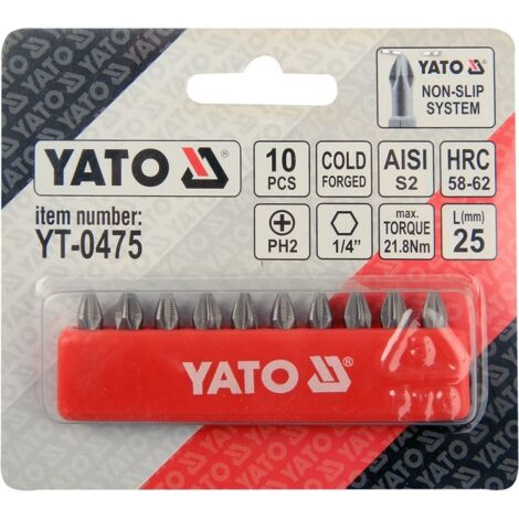 Coffret de 10 embouts 1/4" (6,3 mm) PH2x25 mm
