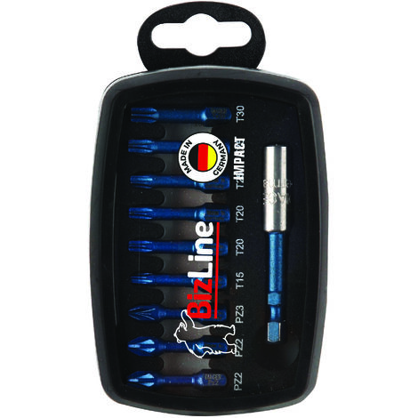 coffret de 10 embouts de vissage impact - avec porte-embout - bizline 781053