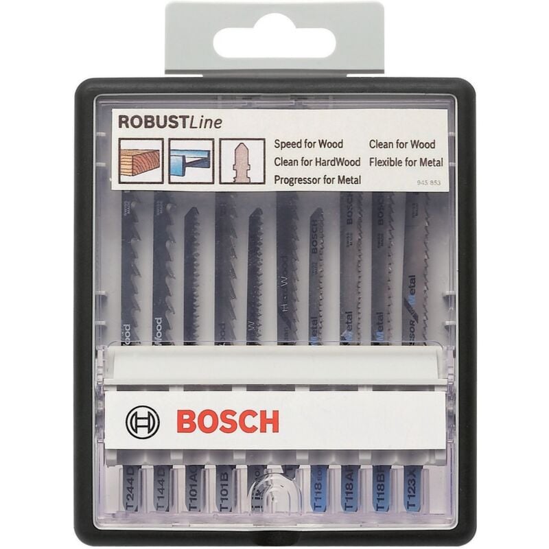 Bosch - Coffret de 10 lames de scie sauteuse Robust Line emmanchement en t