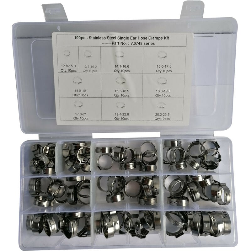 Coffret de 100 colliers inox a oreille