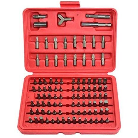 Coffret de 100 embouts de vissage plats, cruciformes, hexagonaux et Torx