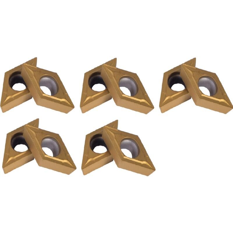 Coffret de 10pcs Lames Inserts Rotatifs Forme Losange CNC Cutters en Carbure DCMT11T304-HM YBC251 Outil Tournage Filtage pour Finition d'Acier pour