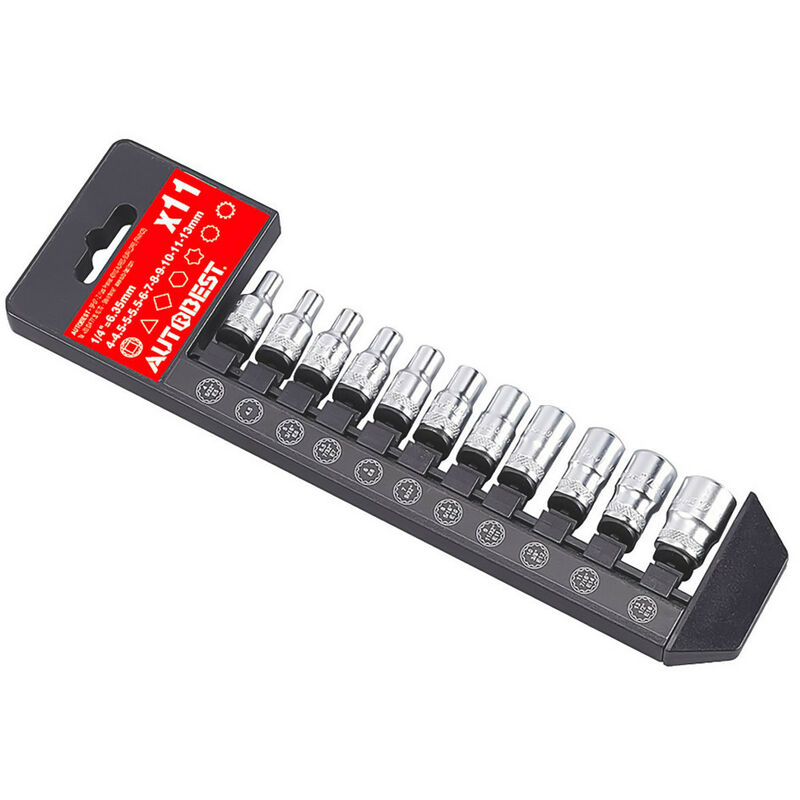 Coffret de 11 douilles 1/4'' : 4/4,5/5/5,5/6/7/8/9/10/11/13 mm, finition mat Autobest