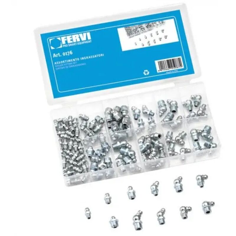 Fervi - 0176 Assortiment en cassette de pistolets à graisse 110 Pcs.