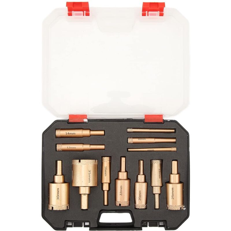 Coffret de 12 forets brasés, scie cloche multi-usages pour granit et marbre, acier à haute teneur en carbone diamanté, utilisation à sec et humide,