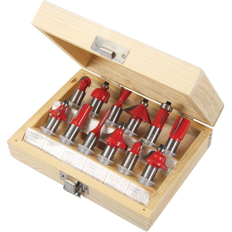 Silverline - coffret de 12 fraises à défoncer tct 12 mm 251591