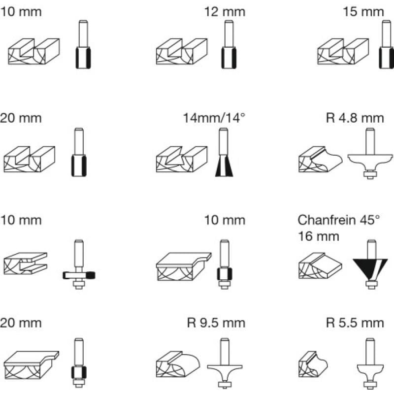 Fammab - Coffret de 12 fraises carbure 3 coupants queue de 8