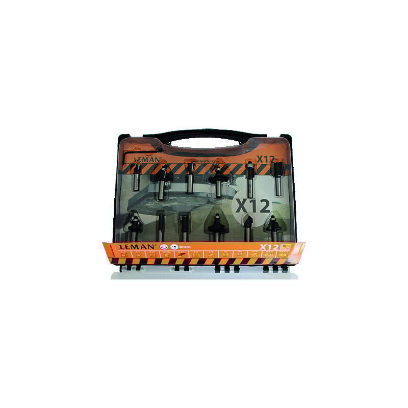 Leman - Coffret de 12 mèches défonceuse - Queue : 8 mm