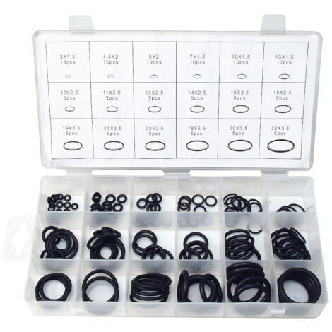 Coffret de 125 joints toriques D. 3 à 22 mm – Caoutchouc NBR résistant aux huiles et graisses – Applications automobile et hydraulique – Beast