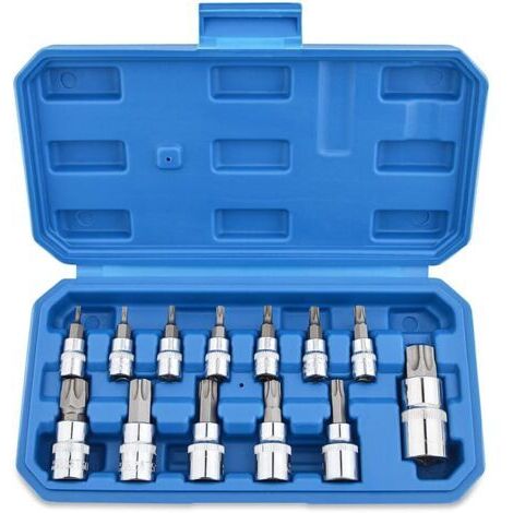 Coffret de 13 douilles Torx T8 - T70 embouts de tournevis femelles en acier au chrome vanadium 1/4" 3/8" et 1/2" avec boîte de rangement