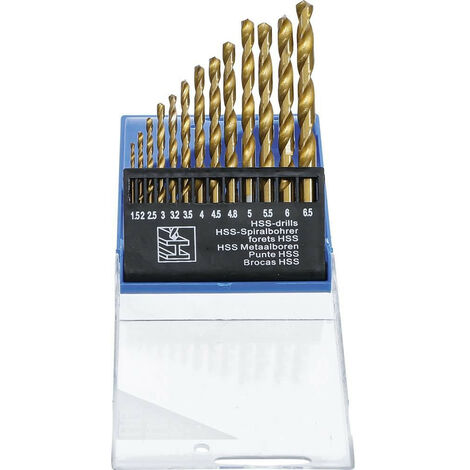 Coffret de 13 forets a metaux hss revetement nitrure de titane 1,5-6,5 mm