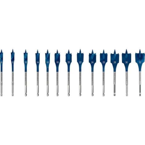 Coffret de 13 forets de fraisage plats Expert SelfCut Speed ​​(pour bois tendre, aggloméré, Ø 10-32 mm, accessoire professionnel pour perceuses à percussion)