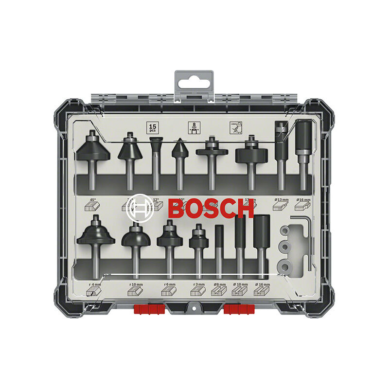 Bosch - Coffret de 15 fraises mixtes à queue de 6 mm 2607017471