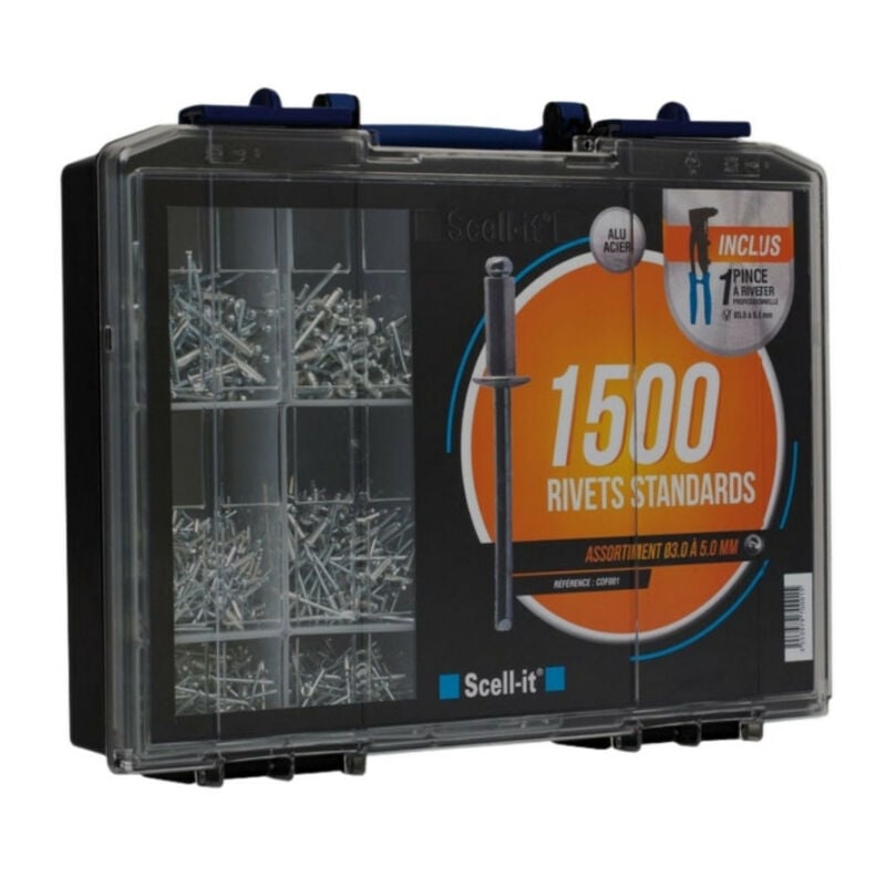 Scell-it - Coffret de 1500 Rivets Aveugles Alu/Acier + Pince Pro