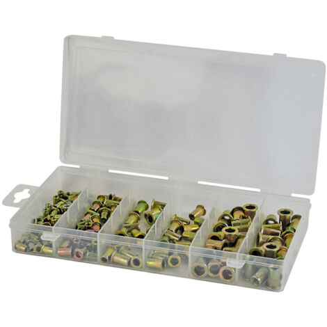 Autobest – Coffret de 165 inserts filetés à sertir – Acier traité anti-corrosion – Filetage métrique pas standard – Pour renforcement structures métal et bois