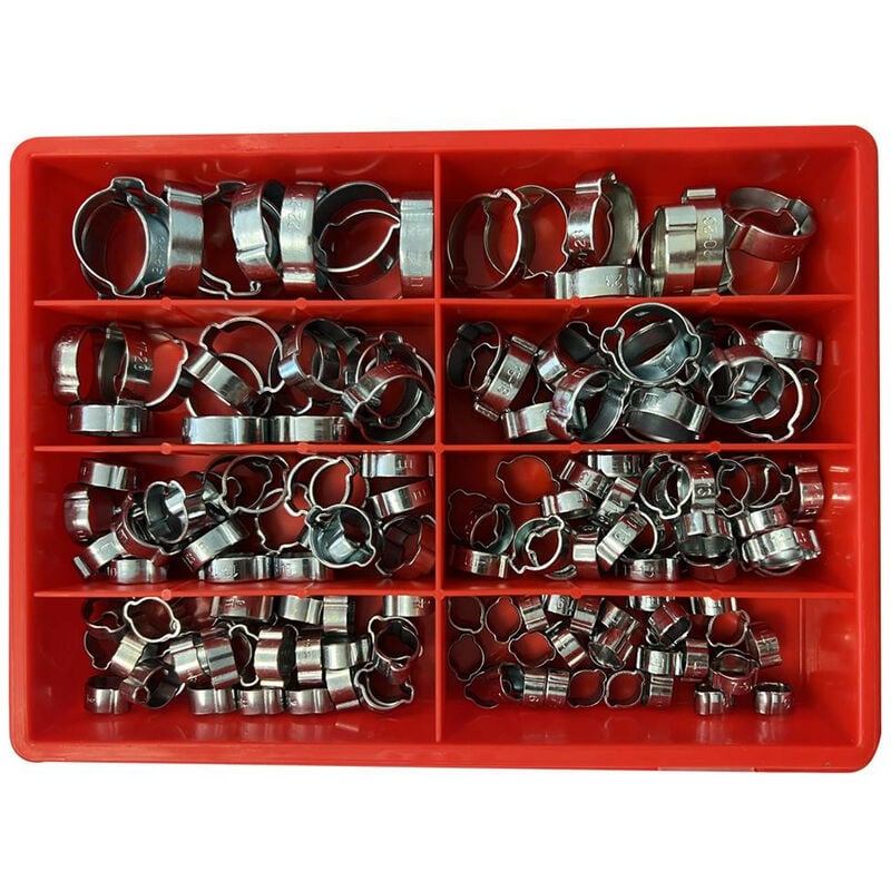 Coffret de 170 colliers a sertir a deux oreilles - 8 dimensions