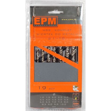 Coffret de 19 forets HSS pour métaux, 1-10 mm - E-500-1219