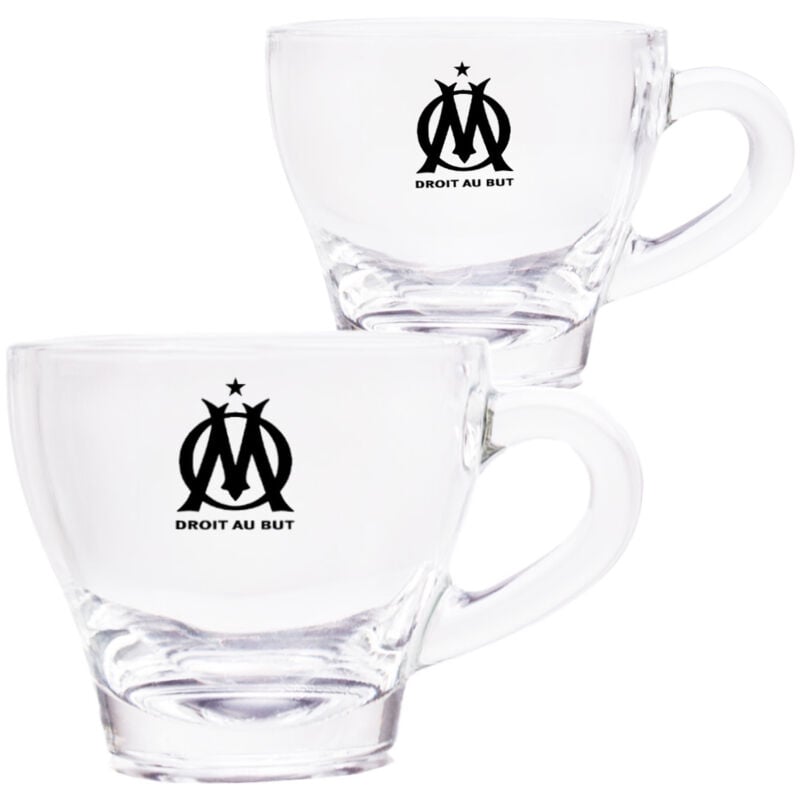 Sans Marque - Coffret de 2 tasses à café en verre Olympique de Marseille