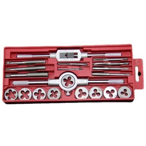 Coffret de 20 tarauds et filières métriques en acier M3-M12, tarauds à rainurer, filières, extracteurs de vis