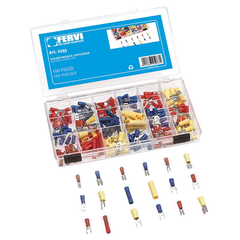 Fervi - coffret de 200 cosses électriques connecteur à sertir 0293