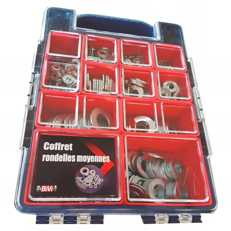 Fixtout - Coffret de 2015 rondelles plates moyennes m - Zingué - COFRPMV2