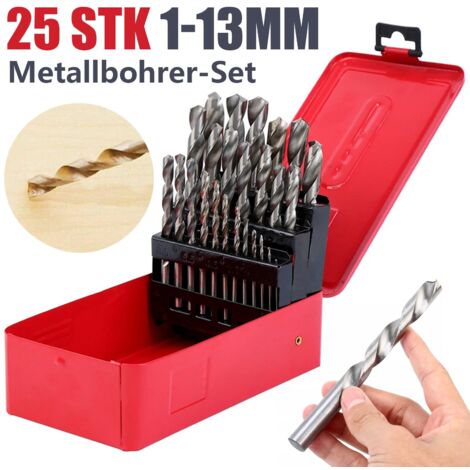 Coffret de 25 forets à métaux, kit de forets hélicoïdaux, 1-13mm
