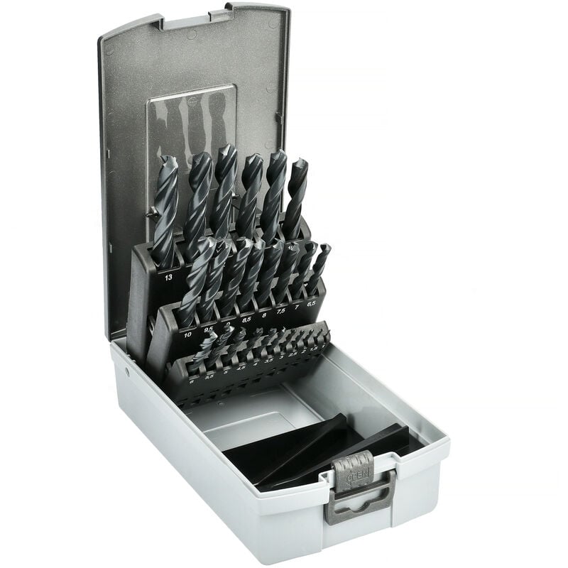 Coffret de 25 forets en acier hss laminés de 1 à 13mm Hanger 155091
