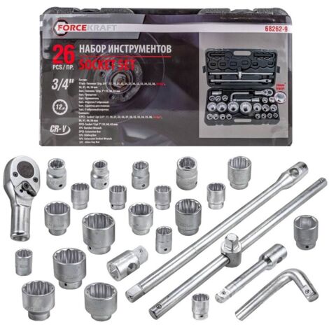 Coffret de 26 douilles 12 pans 3/4",