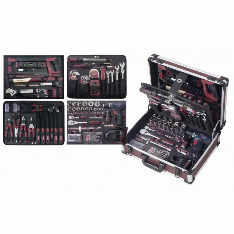 Coffret d'outils Pro-Line Kraftwerk 264 pièces + perceuse visseuse bosch 1/4' 1/2' - 3949