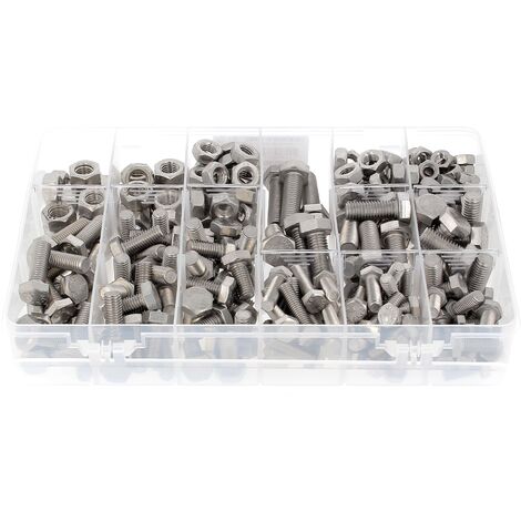 Coffret de 292 Vis TH M8-M10-M12 DIN 933 + Ecrous Inox A2
