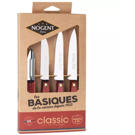 Lot de 3 coffrets de 4 couteaux de table Silhouette rouge vin, bleu-gris et noir Nogent