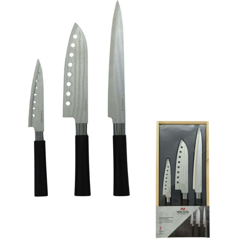 Coffret de 3 couteaux style Japonais en acier Santoku, Gyuto