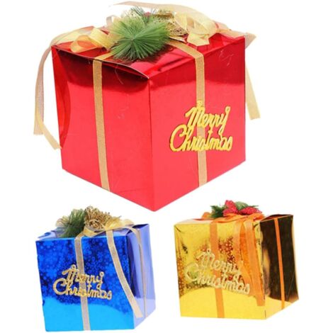 Coffret de 3 décorations de Noël avec une boule rouge de 15 cm et une boule bleue de 10 cm.