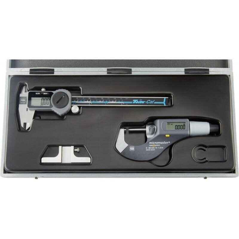 Coffret de 3 instruments de mesure à affichagenumériquepied à coulisse 1/20 tesa