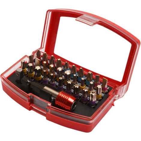 Coffret de 33 Embouts de Précision en Acier Chrome Vanadium avec Porte Embot Verrouillable et Douille pour Bricolage et Réparations Maison