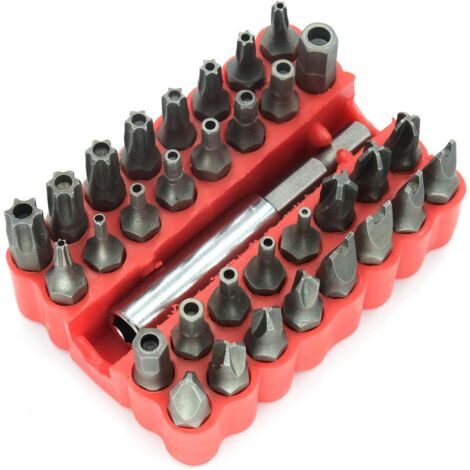 Coffret de 33 forets, clé Torx hexagonale en étoile, tournevis électrique, forets hexagonaux 6,35 mm (1/4 pouce), porte-forets magnétique
