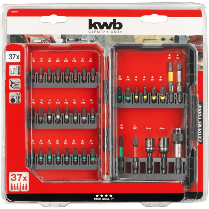 KWB - Ensemble de 37 pointes d'impact einhell 49109000