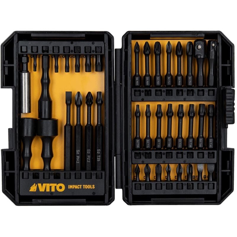 Vito - Coffret de 38 Embouts pour Visseuse à choc Acier jr Chrome vanadium