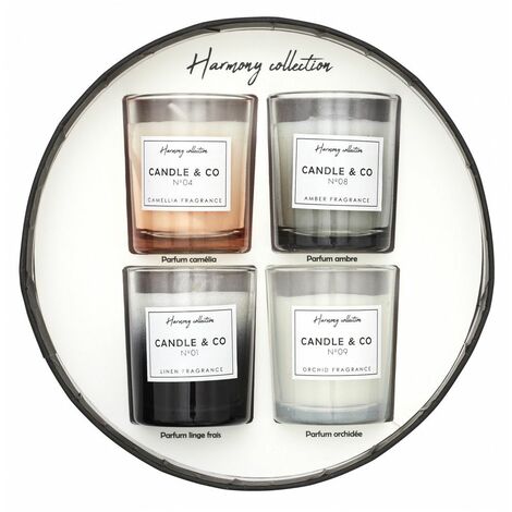 Coffret de 4 bougies parfumées - Harmony - D 5 cm x H 6.5 cm - Livraison gratuite - Noir
