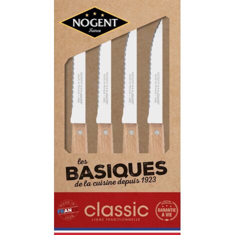 Coffret de 4 couteaux à steak hêtre - Nogent 3 Etoiles - 00085v
