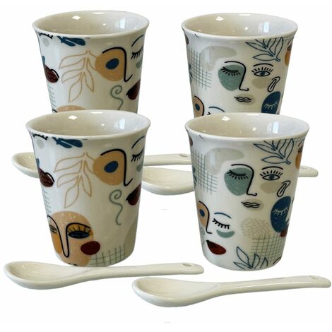 Coffret de 4 Gobelets Expresso en céramique Blanche ARTY