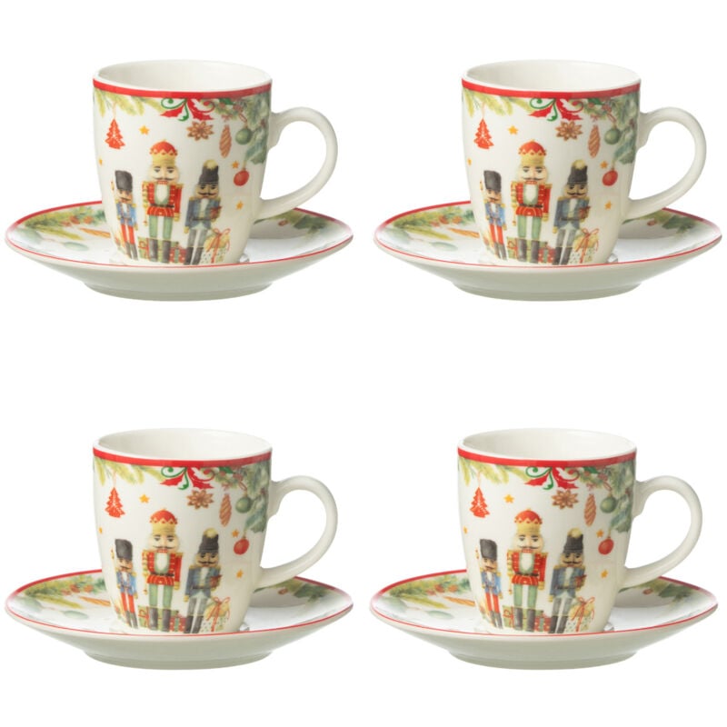 Coffret de 4 tasses à café avec sous tasse casse noisette