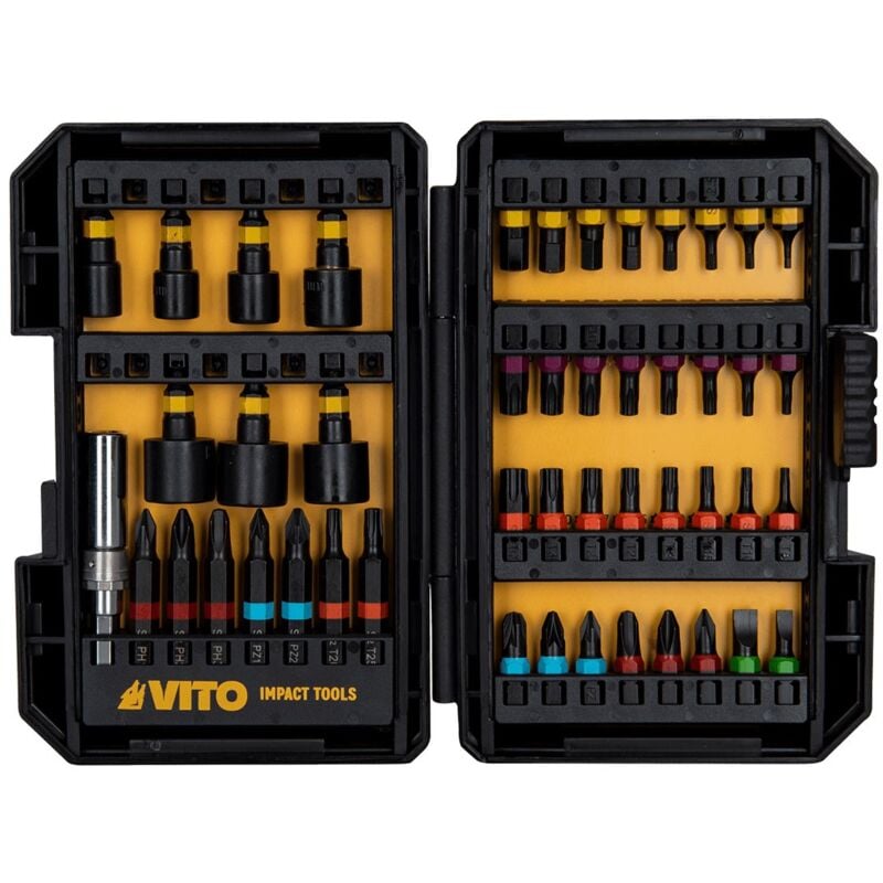 Vito - Coffret de 47 Embouts pour Visseuse à choc Acier jr Chrome vanadium