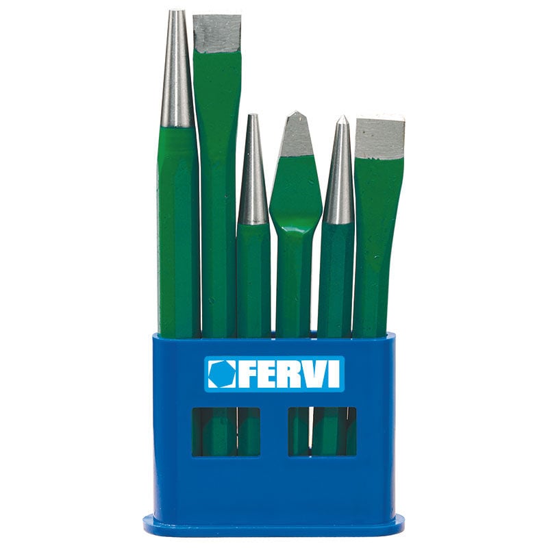 Coffret de 6 burins poincons et graveurs avec support plastique Fervi 0127