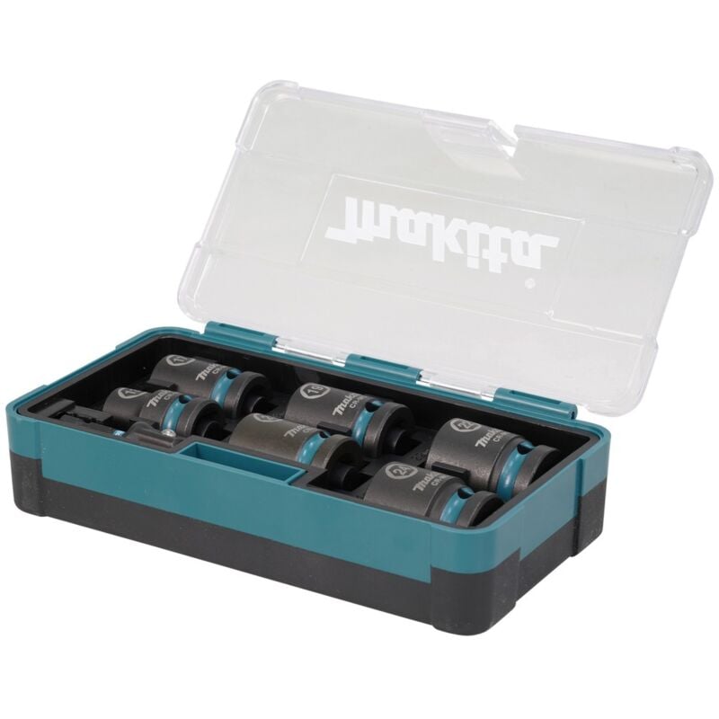 Coffret 6 douilles carré 1/2'' impact black avec adaptateur hexa 1/4'' Makita E-16592