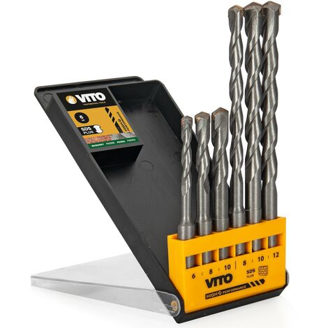 Coffret de 6 Forets SDS PLUS Diam Ø 6  8  10  12 mm PIERRE BRIQUE ET BETON VITO