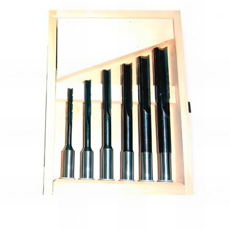 Coffret de 6 mèches à mortaiser droite D. 6 à 16 x Q. 16 mm – Acier WS pour mortaises précises – Coffret en bois – Holzprofi