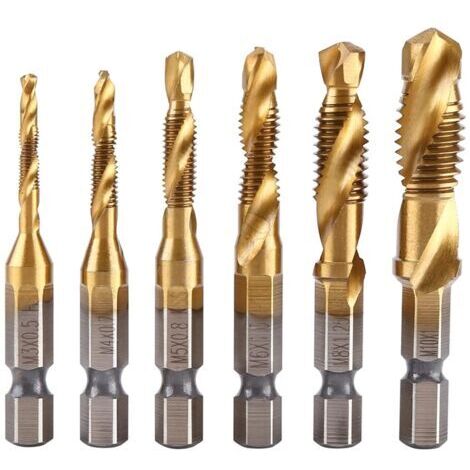 Coffret de 6 tarauds HSS M3-M10 – Revêtement titane pour résistance à la rouille – Haute précision et efficacité de taraudage
