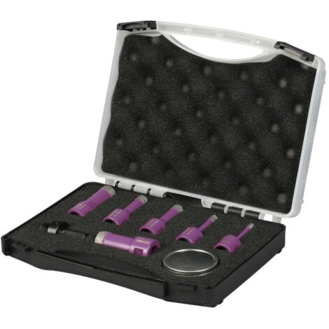 SIDAMO Coffret de 6 trépans diamant à sec pour meuleuse M14 - D. 6 - 8 - 10 - 12 - 18 - 22 mm - Céramique/Grès/Granit
